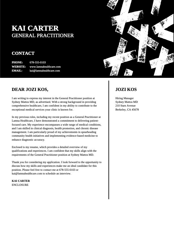 Graphic header professional cover letter